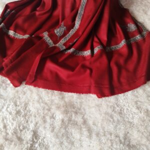 Vibrant Crimson Kashmiri Toosha Shawl with Exquisite Sozni Hashia & Paisley Motifs