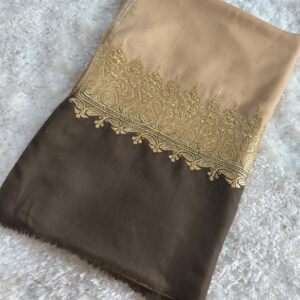 Taupe & Chocolate Dual-Tone Hand-Tilla Pashmina Shawl