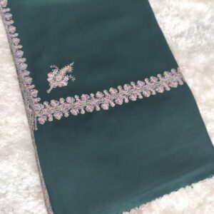 Bottle Green Kashmiri Sozni Hand-Embroidered Pashmina Shawl