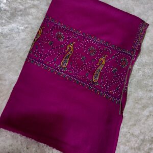 Magenta Pink Kashmiri Sozni Hand-Embroidered Pashmina Shawl