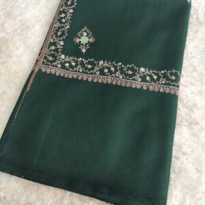 Emerald Green Kashmiri Sozni Hand-Embroidered Pashmina Shawl